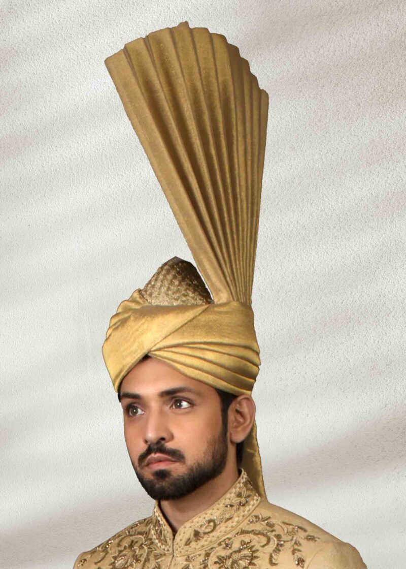 Golden-Wedding-Sherwani-With-Embroidery-turban.jpg